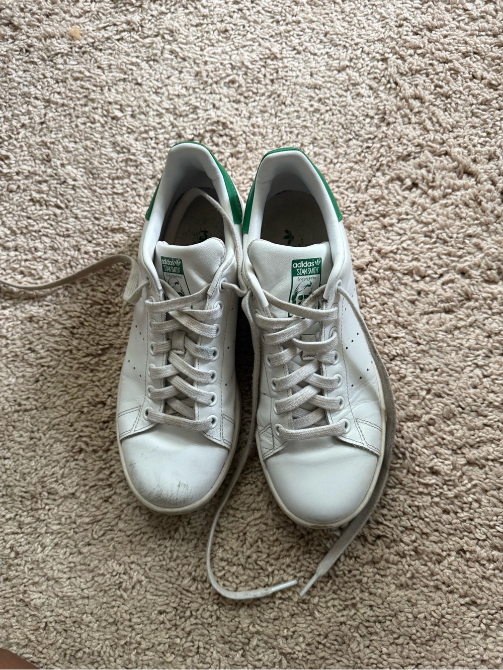 adidas White Sneakers with Green Heel Tab